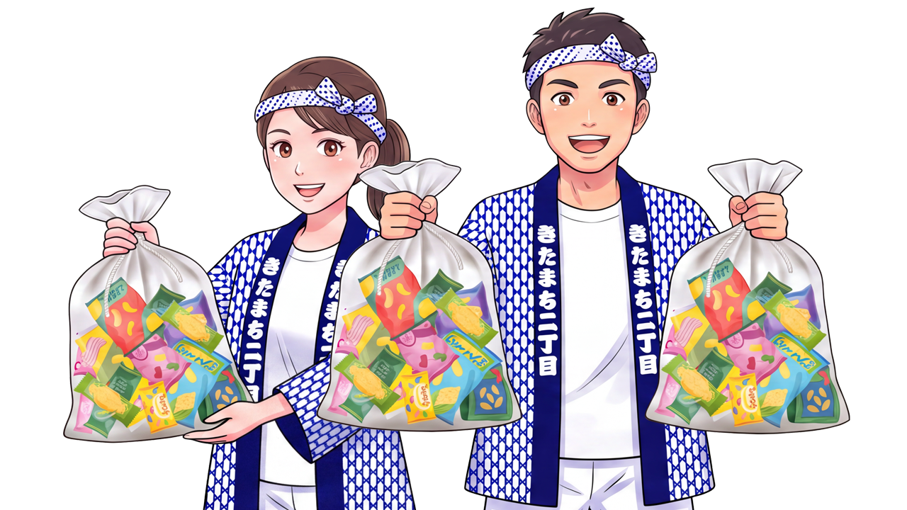 最後まで頑張った子供にはお菓子の詰め合わせをプレゼント！